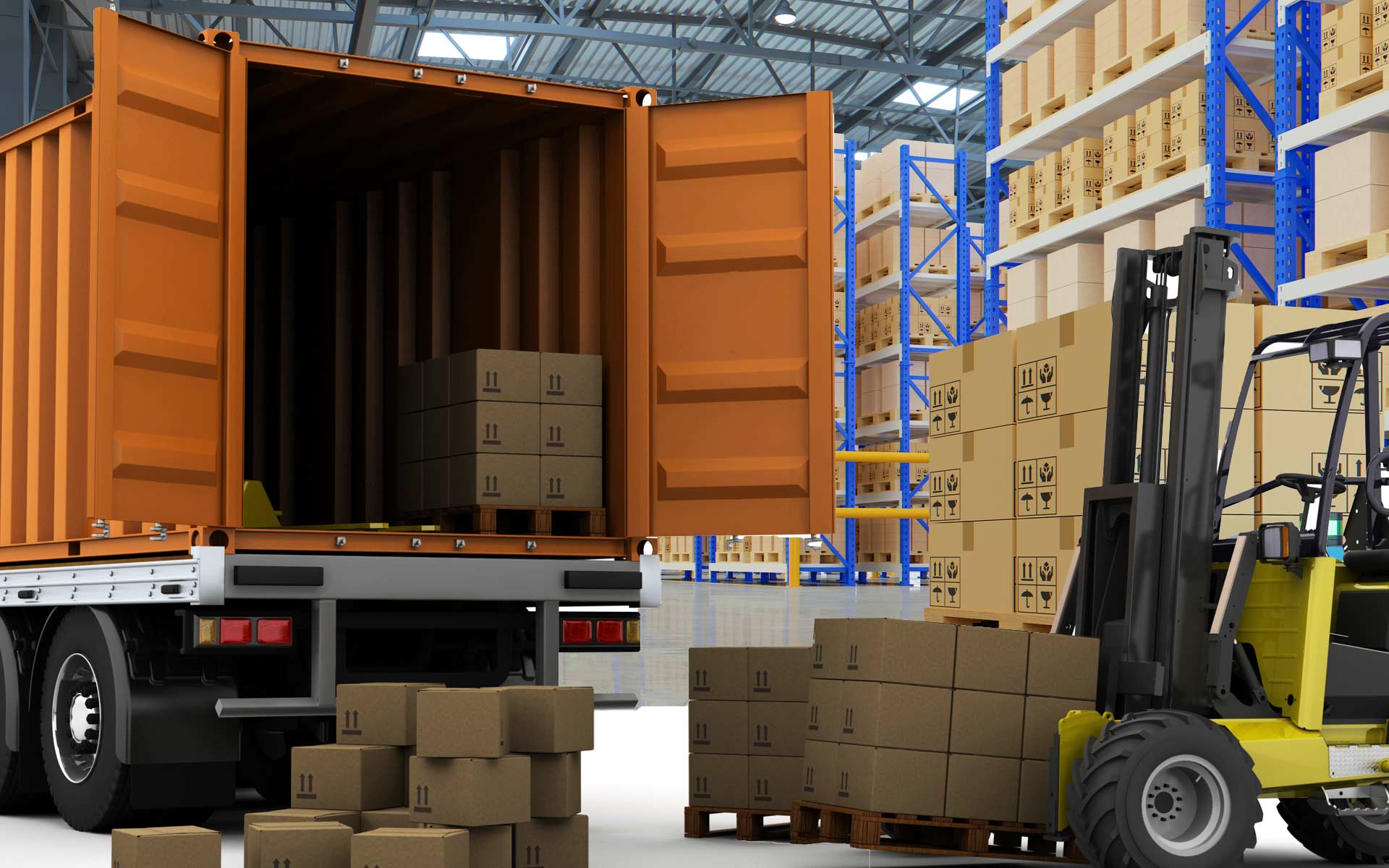 camion cargando envios terrestre LTL